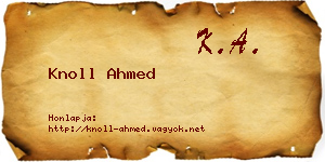 Knoll Ahmed névjegykártya
